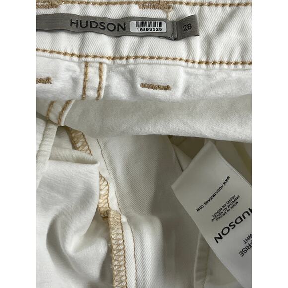 Hudson Sz 32 12/14 White High-Rise Welt Pocket Cargo Wide Leg Jeans Pants - Picture 5 of 8